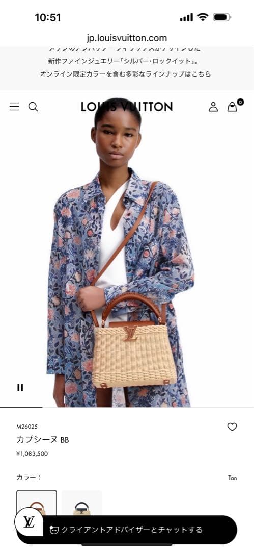 もこ　ルイヴィトン カプシーヌ BB ラタン　カゴバッグ