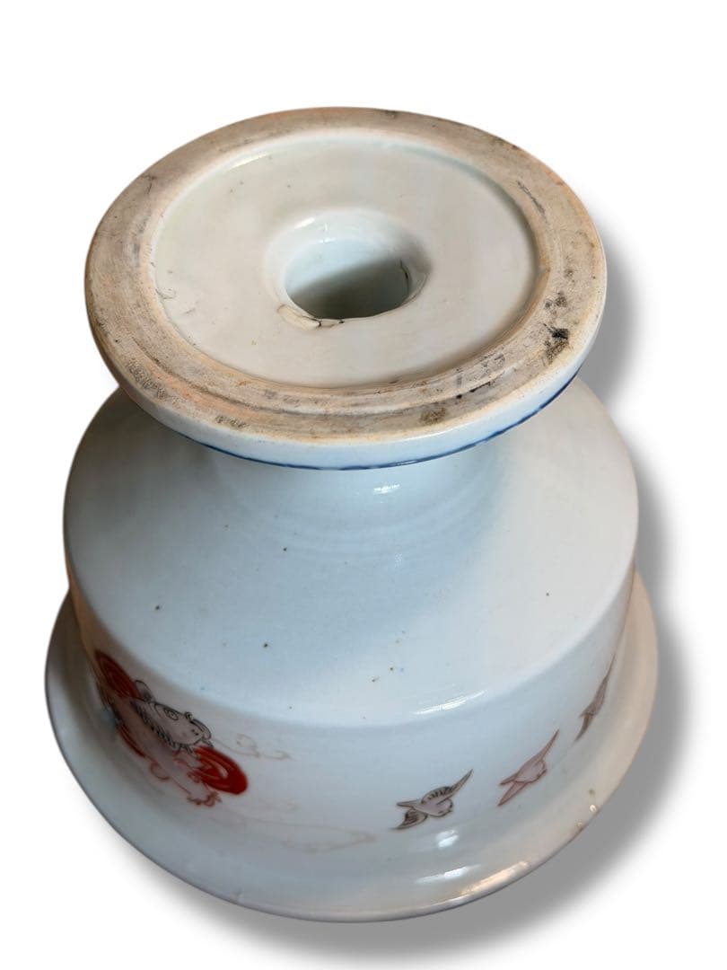 #古伊万里 盃洗 明治期 色絵 鯉文 高杯　P-3