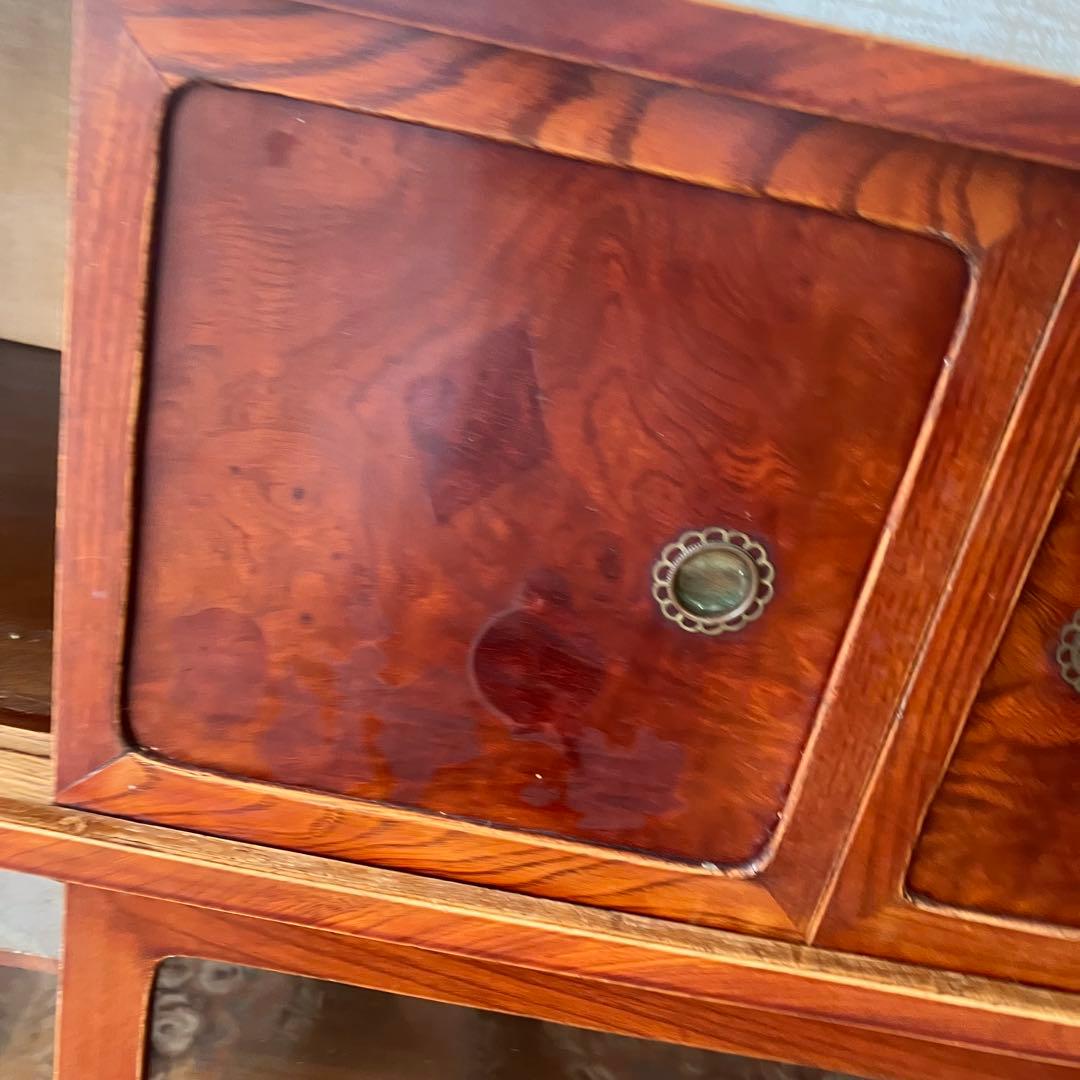 昭和レトロ 木製 茶箪笥 茶棚 ガラス戸 サイドボード 古家具 古民家 無垢材