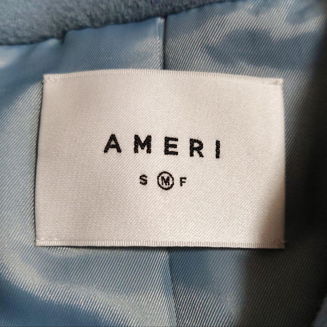 美品♪アメリ ラトーレ バイカラー オーバーサイズ ミディコート サックスブルー