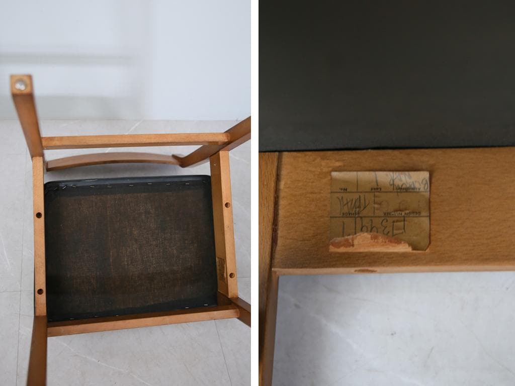 英国ヴィンテージチーク古木ダイニングチェア/椅子イス/モダン(92-259-4)