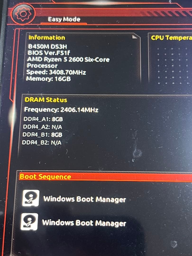 AMD Ryzen 5 2600+GIGABYTE B450M+8GB2枚セット