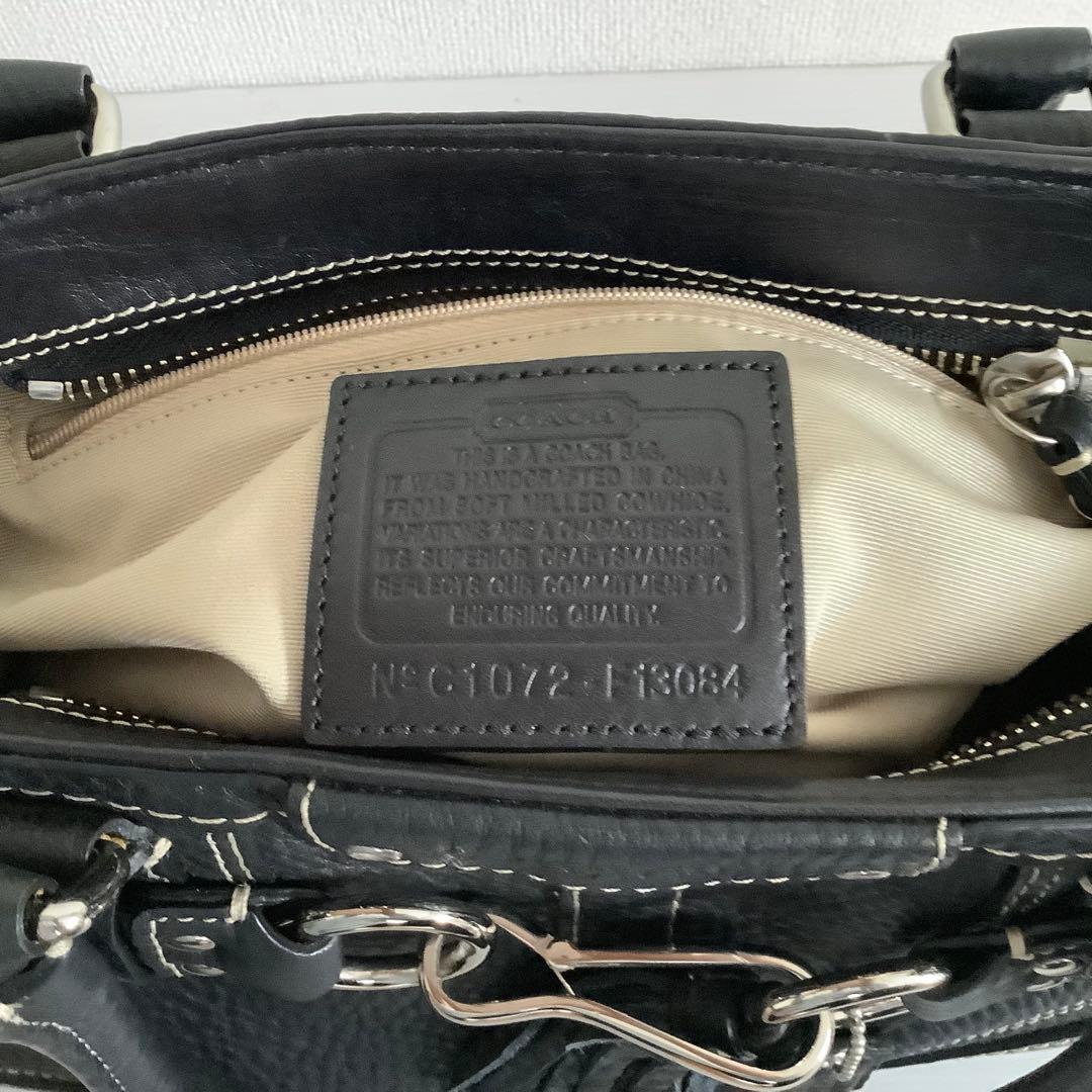 COACH コーチ ブラック レザー ハンドバッグ