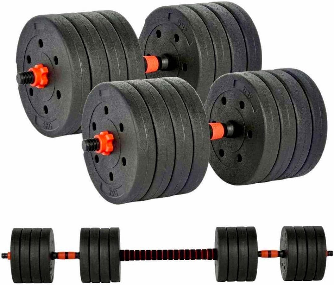 合計50kg／バーベルにもなるダンベル 可変式プレート｜25kg×2個セットA8