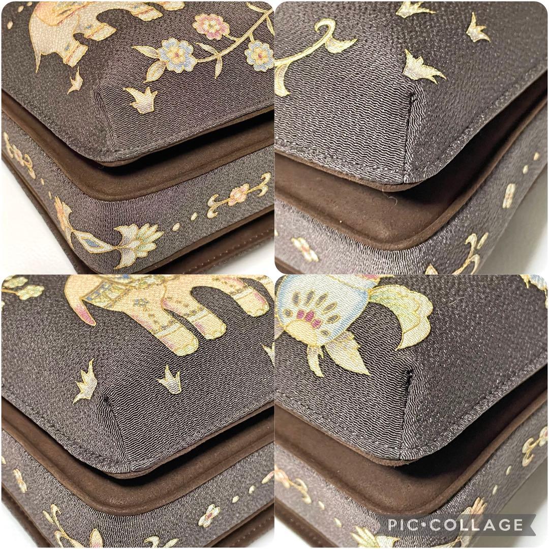 極美品 岡島 岡重 利休バッグ 皇室御用達 象更紗 希少 フォーマル 金具 正絹