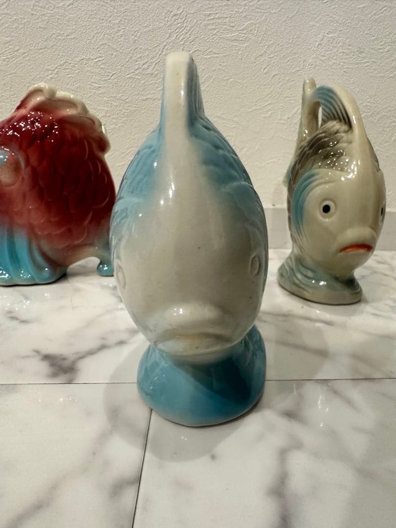 ヴィンテージ陶器 フィッシュ 置物＆花器 4点セット