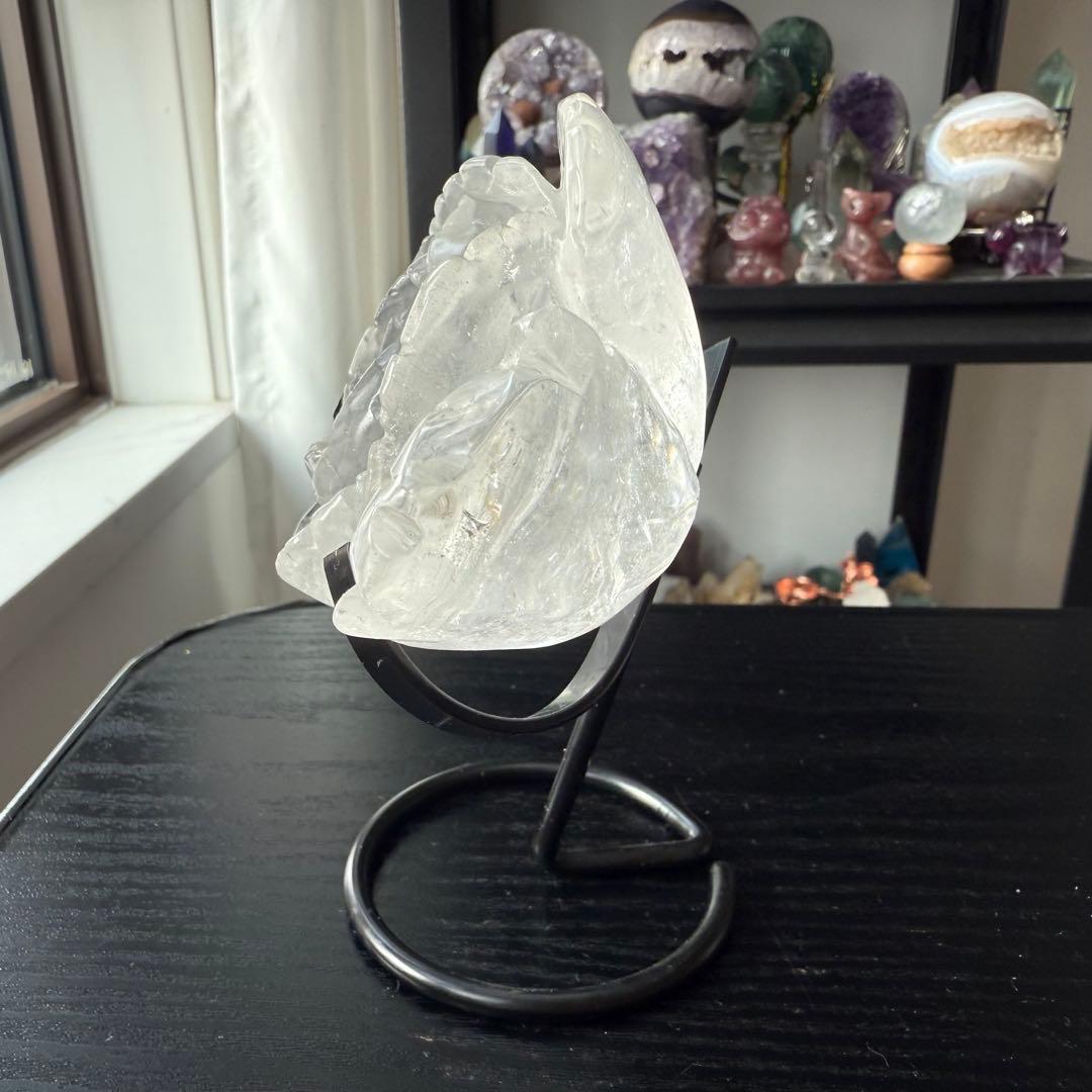 天然石水晶のお花　置物　彫物NO.121013