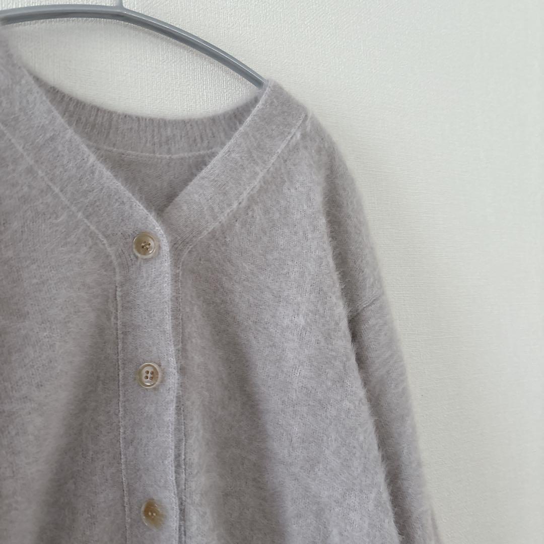 美品　マルティニークFOX2WAYカーディガン　ライトグレー　フォックスカシミア