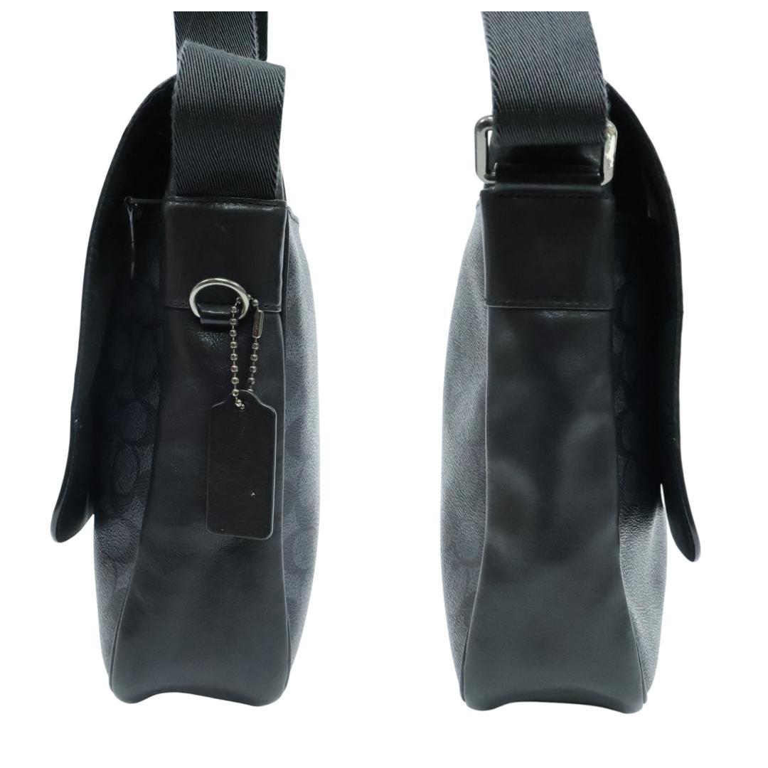 良品 COACH コーチ メッセンジャーバッグ PVC シグネチャー ブラック
