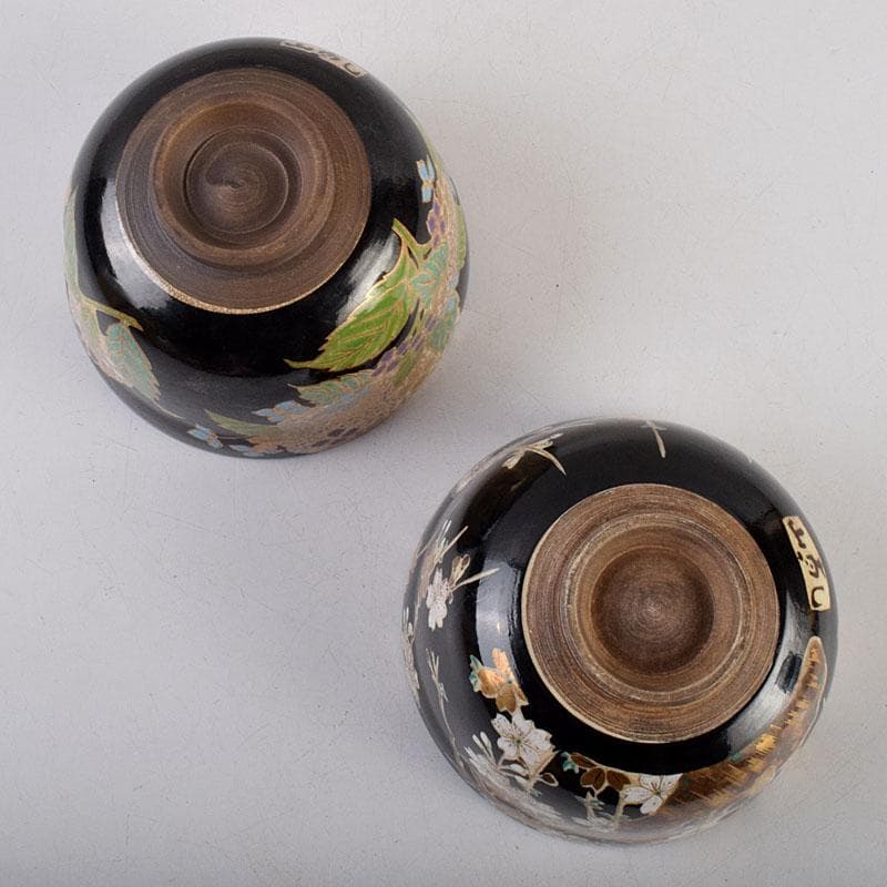 茶道具　尾形乾山作　山梅　紫陽花　茶碗　一双　共箱　V　9162