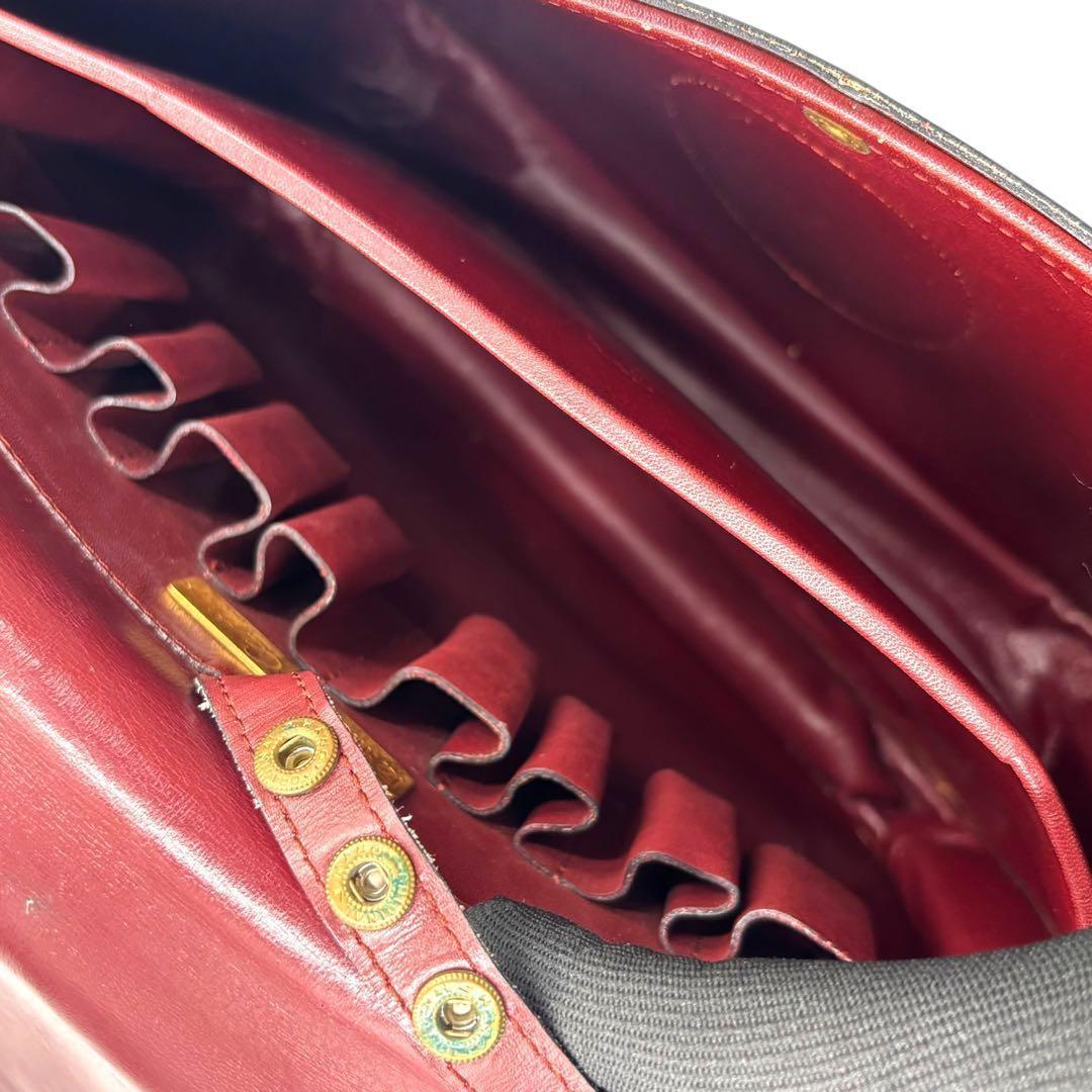 【ヴィンテージ】カルティエ　マストライン　ショルダーバッグ　ボルドー　レザー