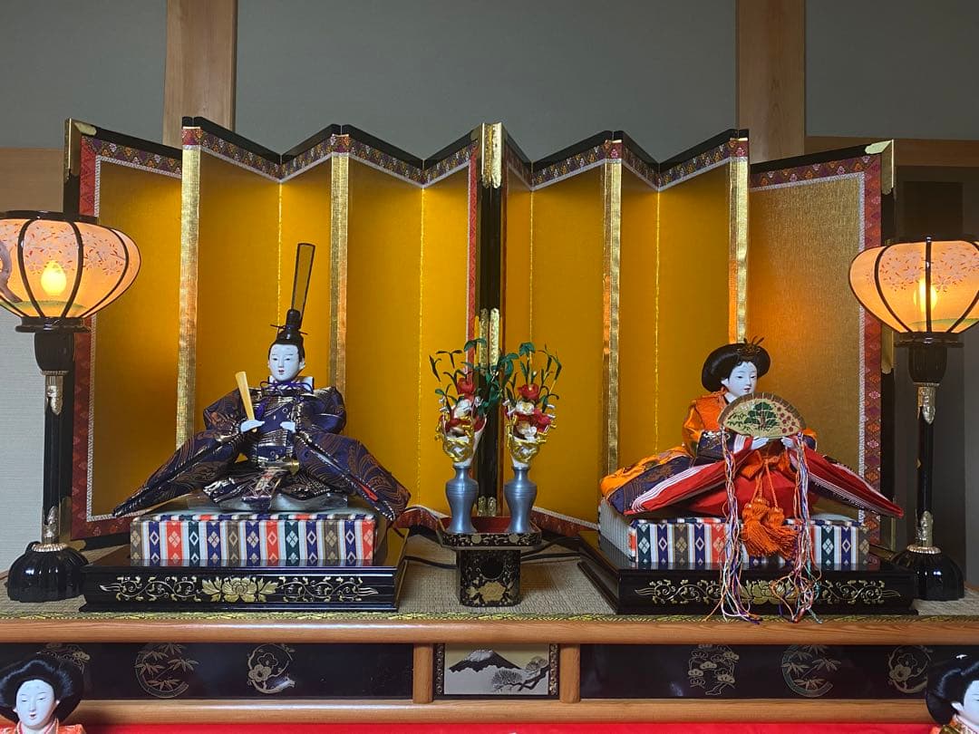 再値下げ！雛人形／特選／七段／15人飾り／屏風台付き/美品