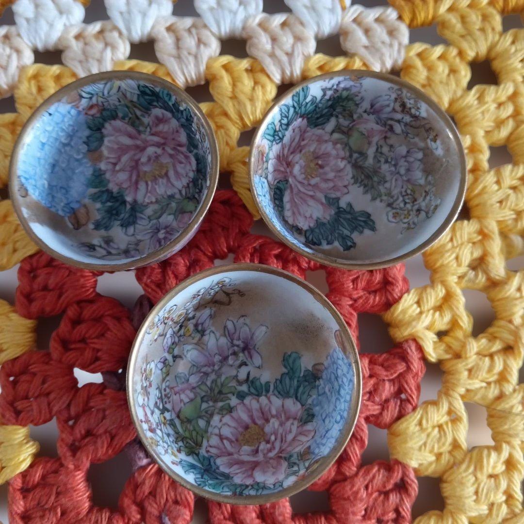 九谷焼　鏑木　お猪口3セット　アンティーク