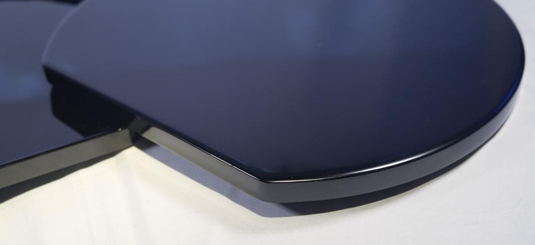 本黒漆塗　半月盆　三枚セット　箱入り　40cm