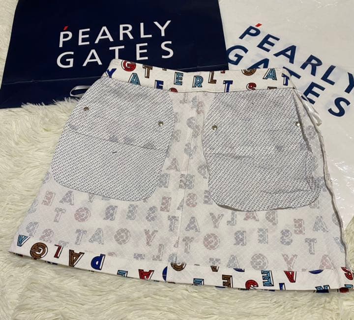 正規品パーリーゲイツ アートピケダイヤカットロゴプリントスカートレディスサイズ0