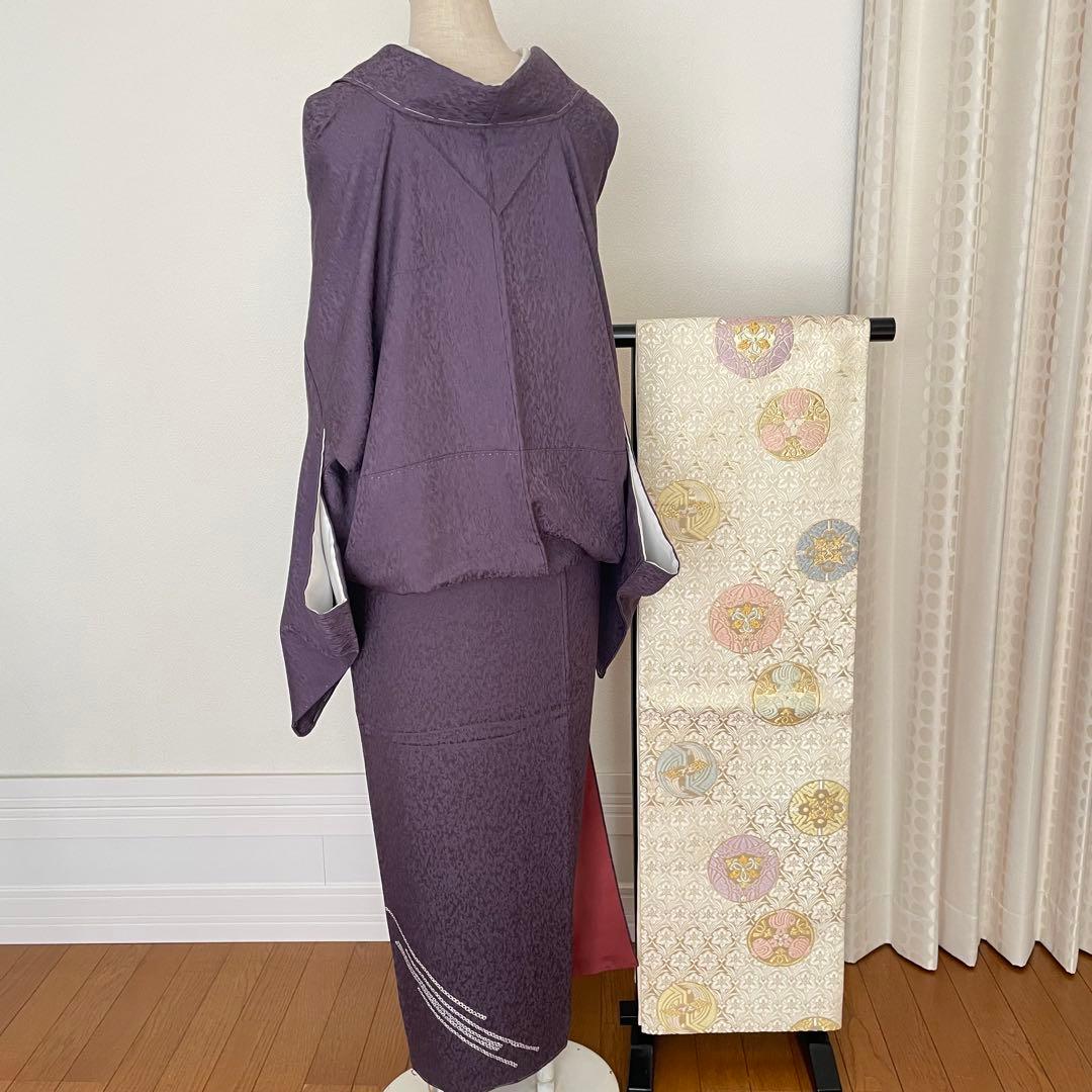 しつけ付き 手刺繍×絞り 付下げ訪問着 正絹着物 トールサイズ裄丈70