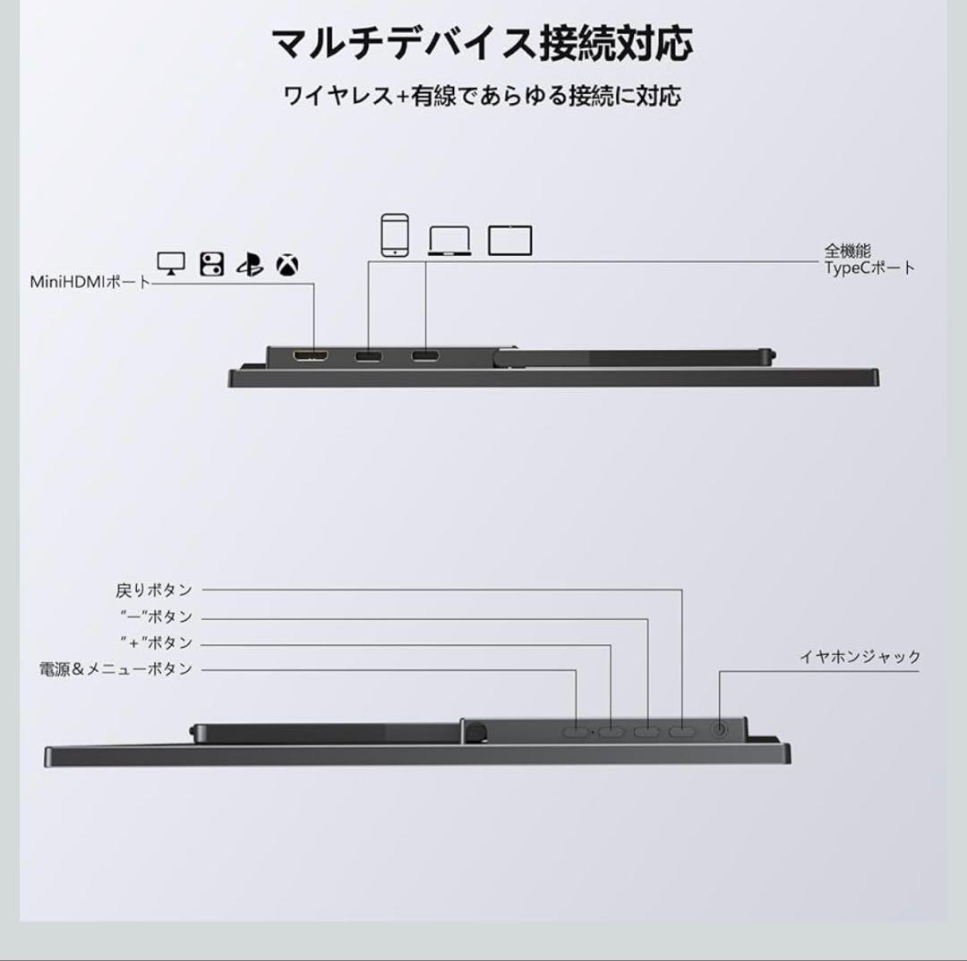 モバイルモニター ワイヤレス接続 15.6インチ Vimonicバッテリー内蔵