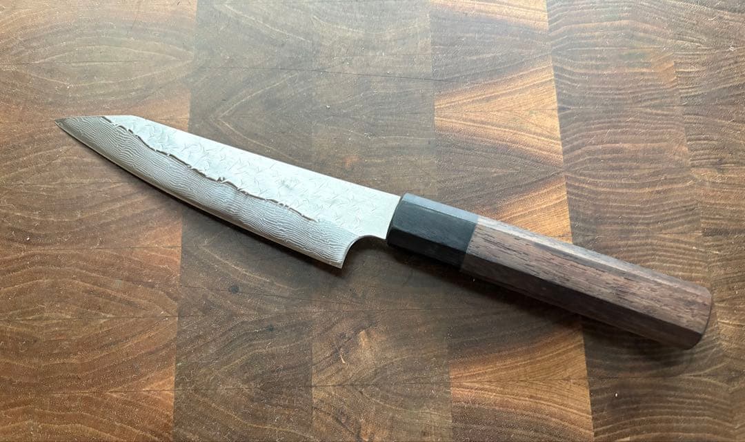 二唐刃物　SPG STRIX 切付　ペティ　150mm 包丁槌目　ダマスカス
