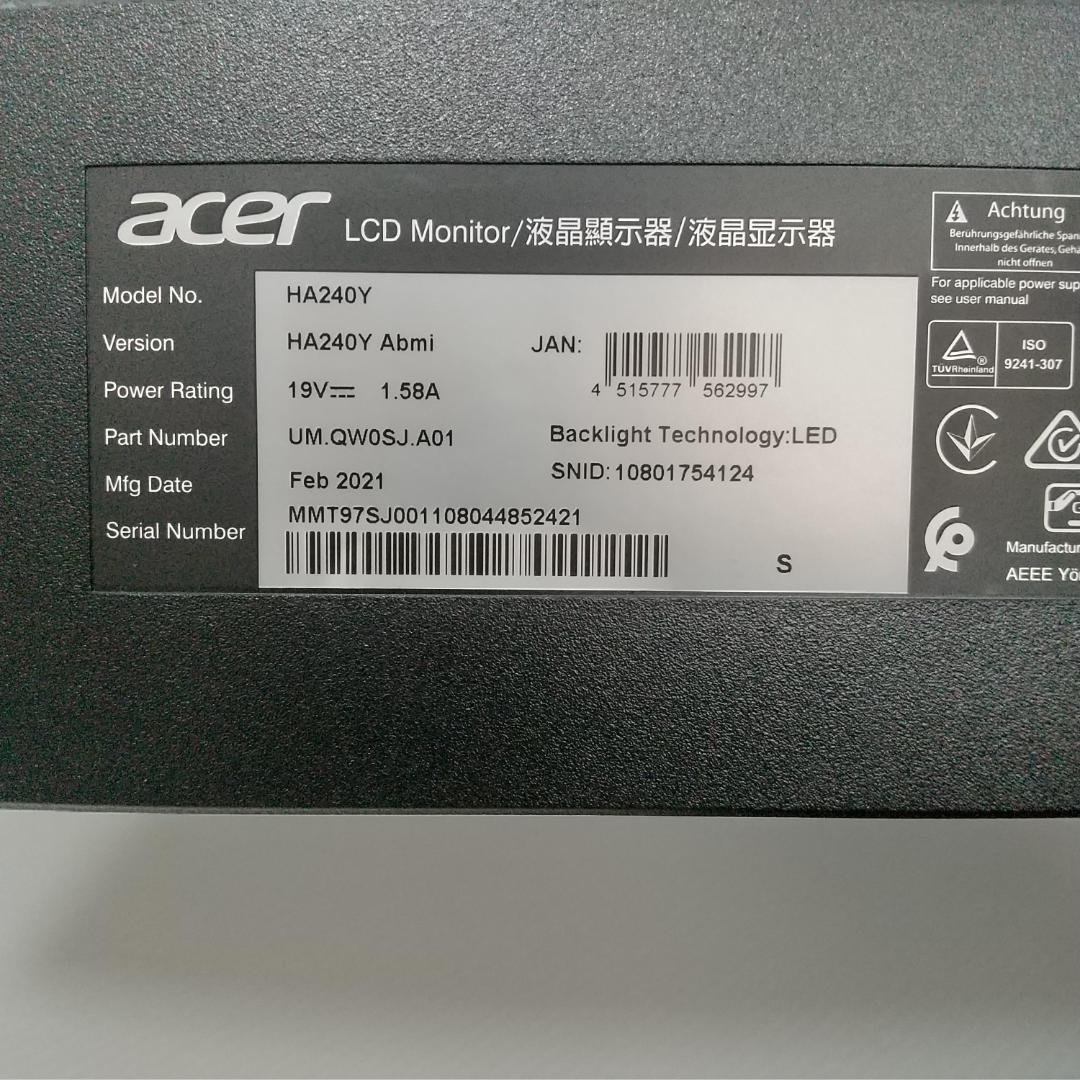 acer 23.8インチ モニター HA240YABMI