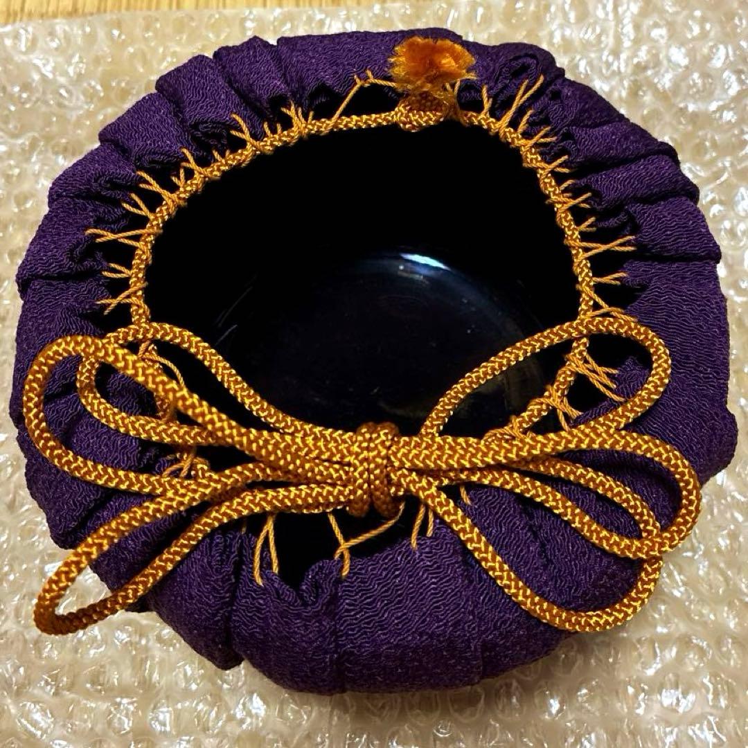 美品✨【茶道具】紫交趾　鋲紋　建水✨中村翠嵐✨ 御物袋【紫縮緬】共箱　外箱　歴栞