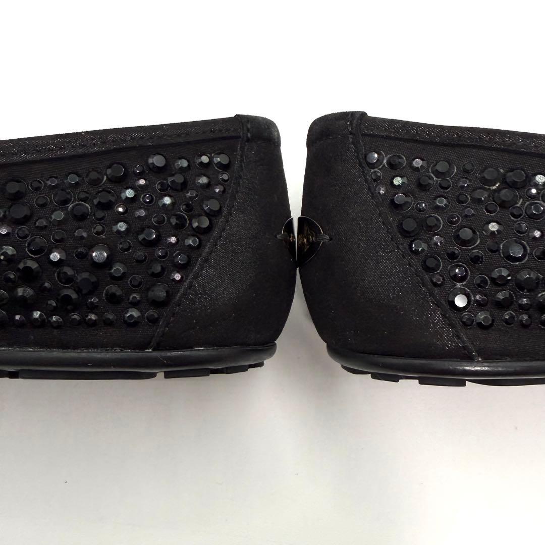 超美品　JIMMY CHOO ブラック　ビーズ　フラットシューズ　22㎝