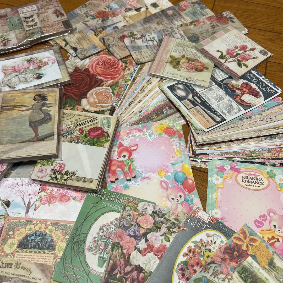 海外メモ　新品とおすそ分け用未使用品中古、多種類大量まとめ売り⭐️花柄多め、人物も