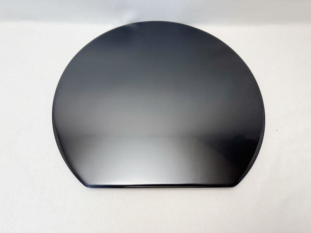 未使用 懐石道具 輪島塗 木製黒真塗 胴張膳 内縁朱塗 半月膳5客揃 会席膳共箱