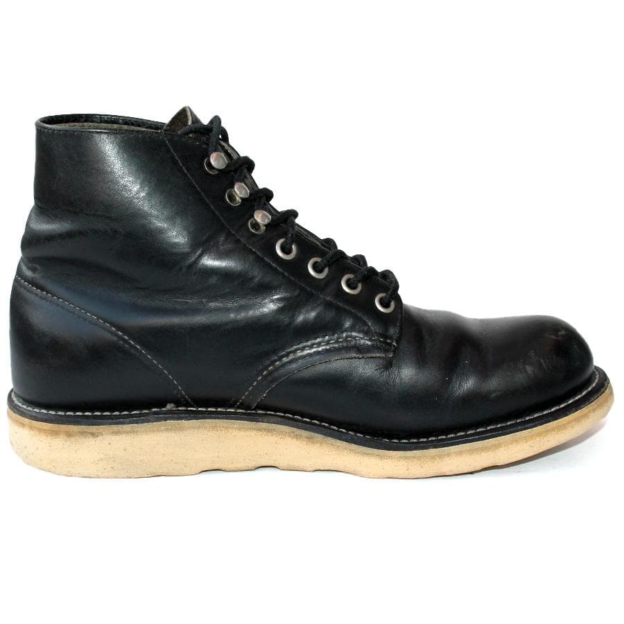 四角犬タグ RED WING 8165 ブラック ワークブーツ ラウンドトゥ