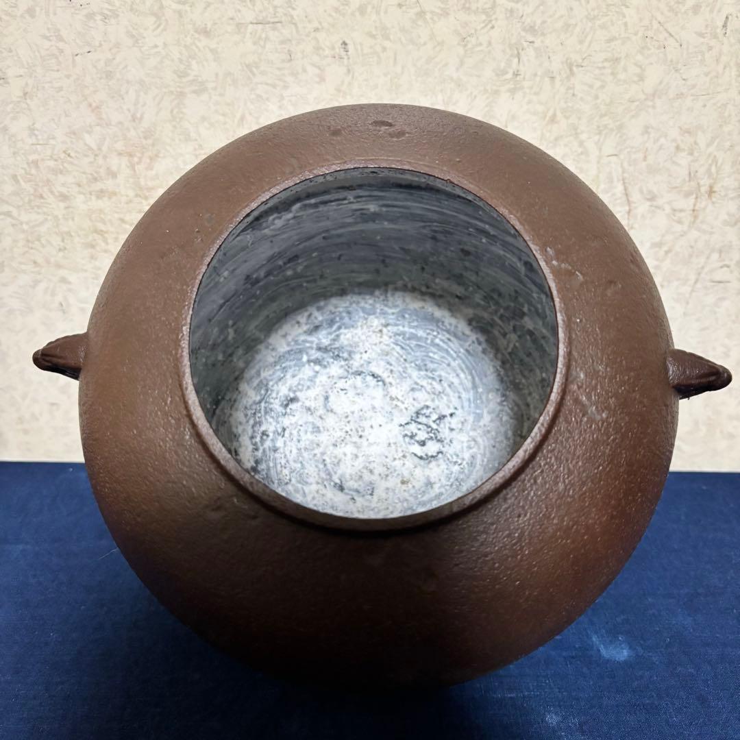 未使用/斑地紋焼色/風炉/茶釜/電熱器/金森紹栄造/唐銅鬼面風炉/電熱器/茶道具