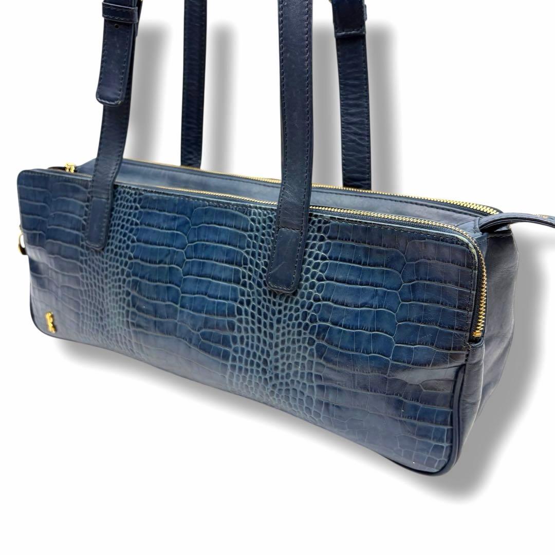 Roberta di Camerino クロコ型押し ショルダーバッグ ボストン