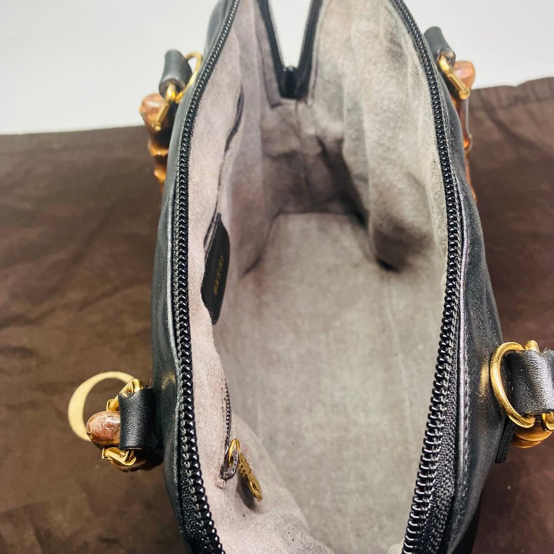 美品　GUCCI オールド　グッチ　バンブー　2way ショルダー　バッグ　黒