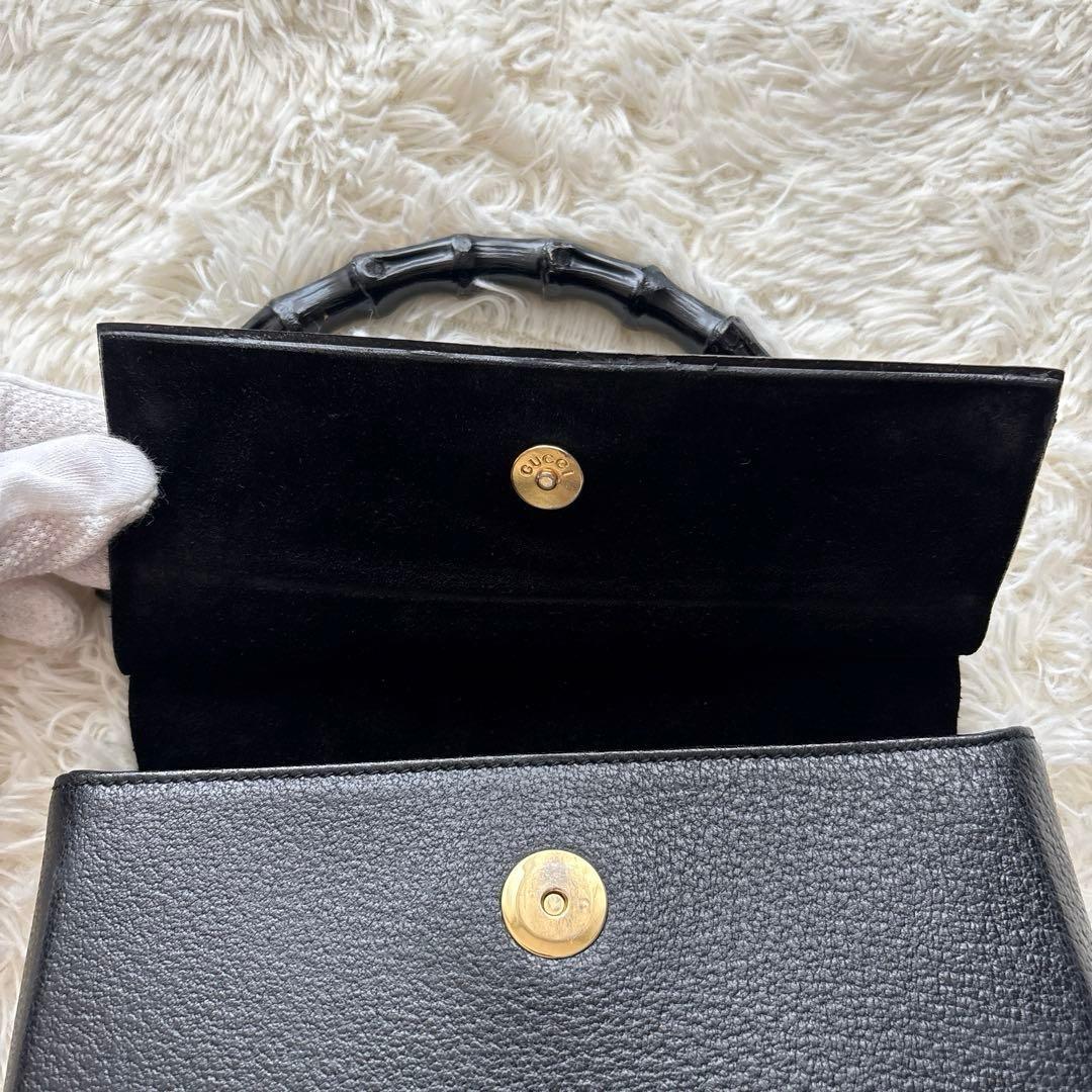 GUCCI グッチ バンブー ワンショルダー ゴールド金具 レザー ブラック