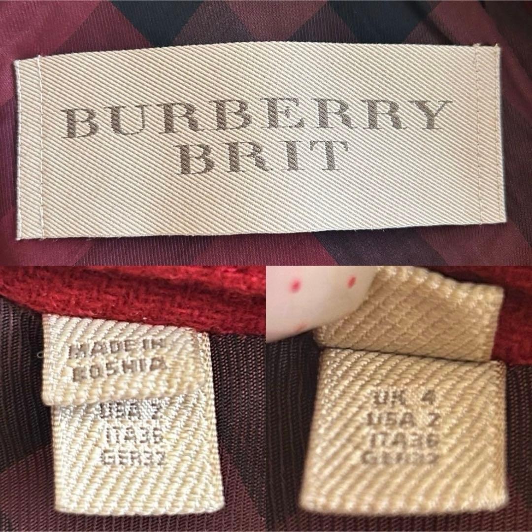 バーバリーブリット カシミヤ混 ピーコート ナポレオンコート 襟ボア プリーツ