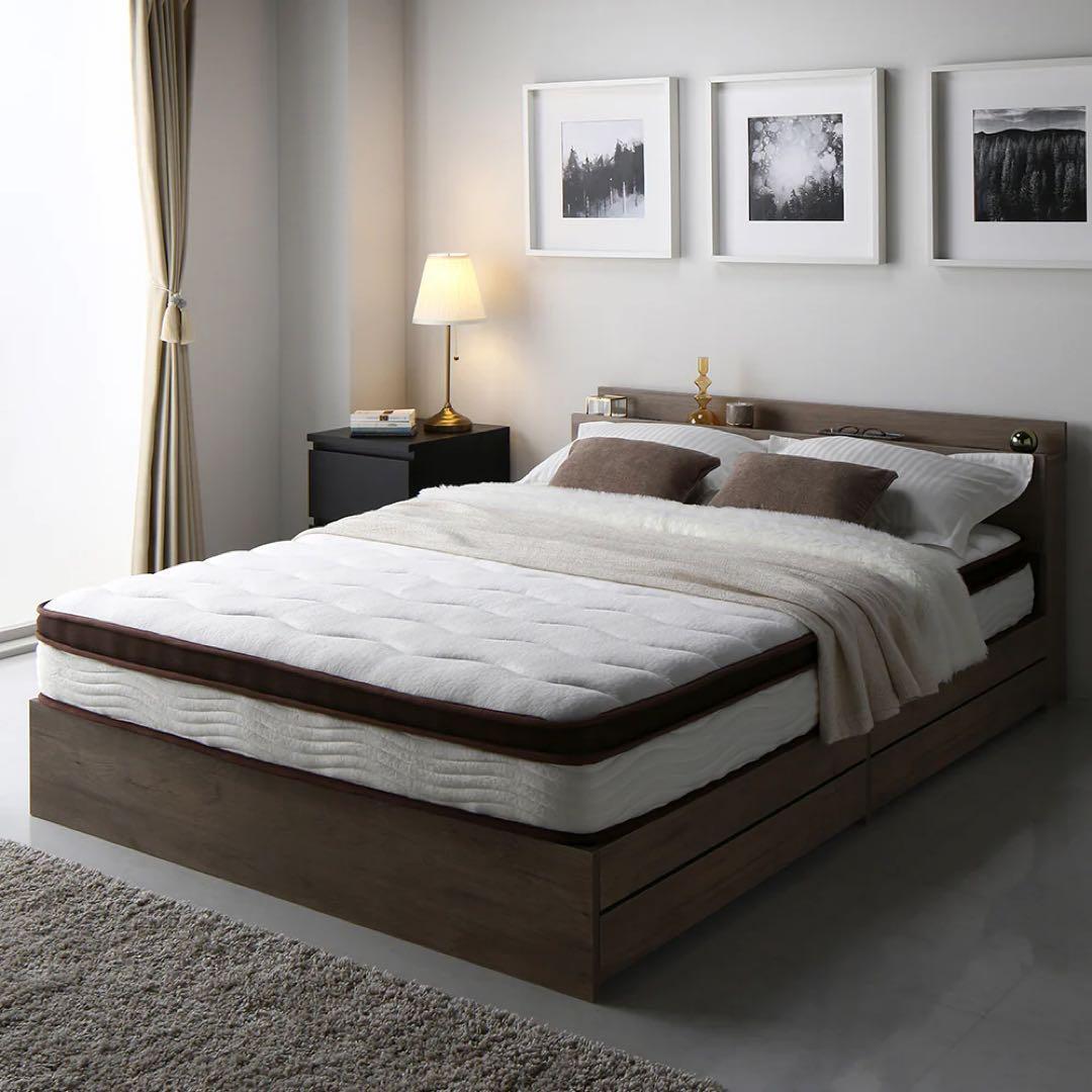 直接引取 東京都 RASIK セミダブル ベッドフレーム LED照明 グレージュ