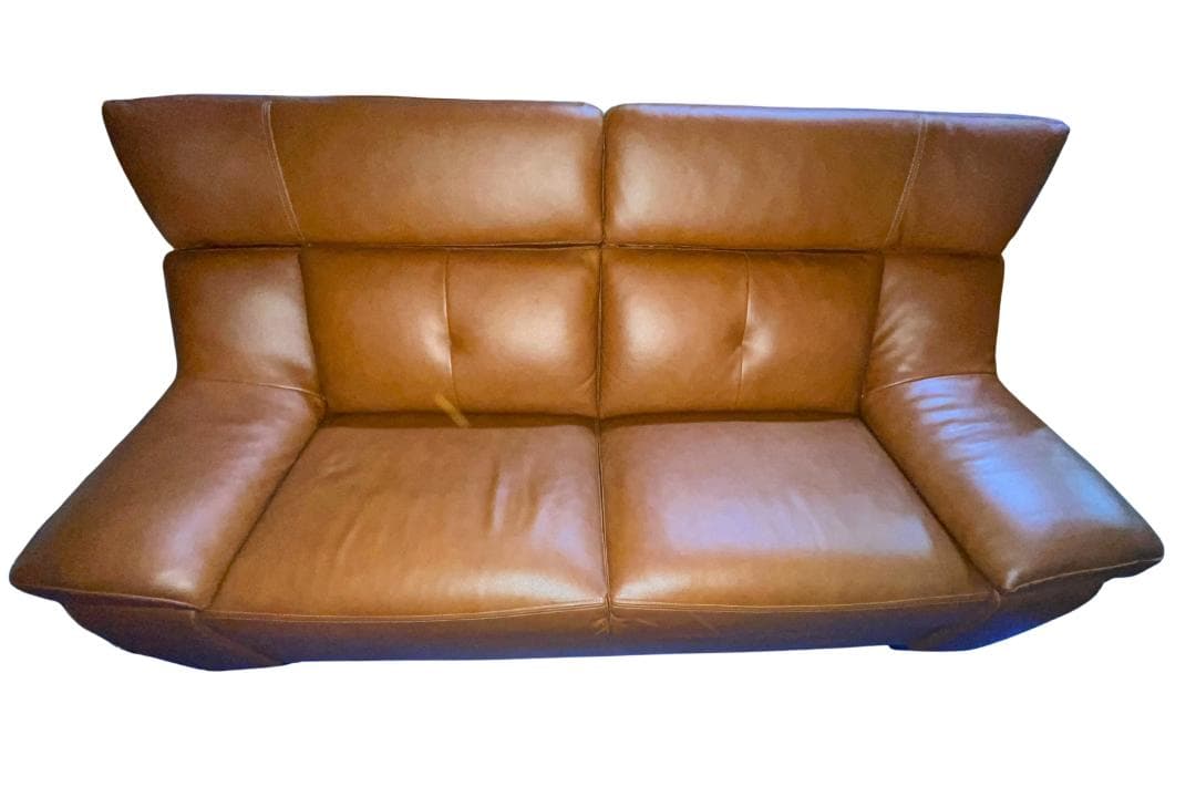 二人掛け ソファ レザー調 キャメル色 美品