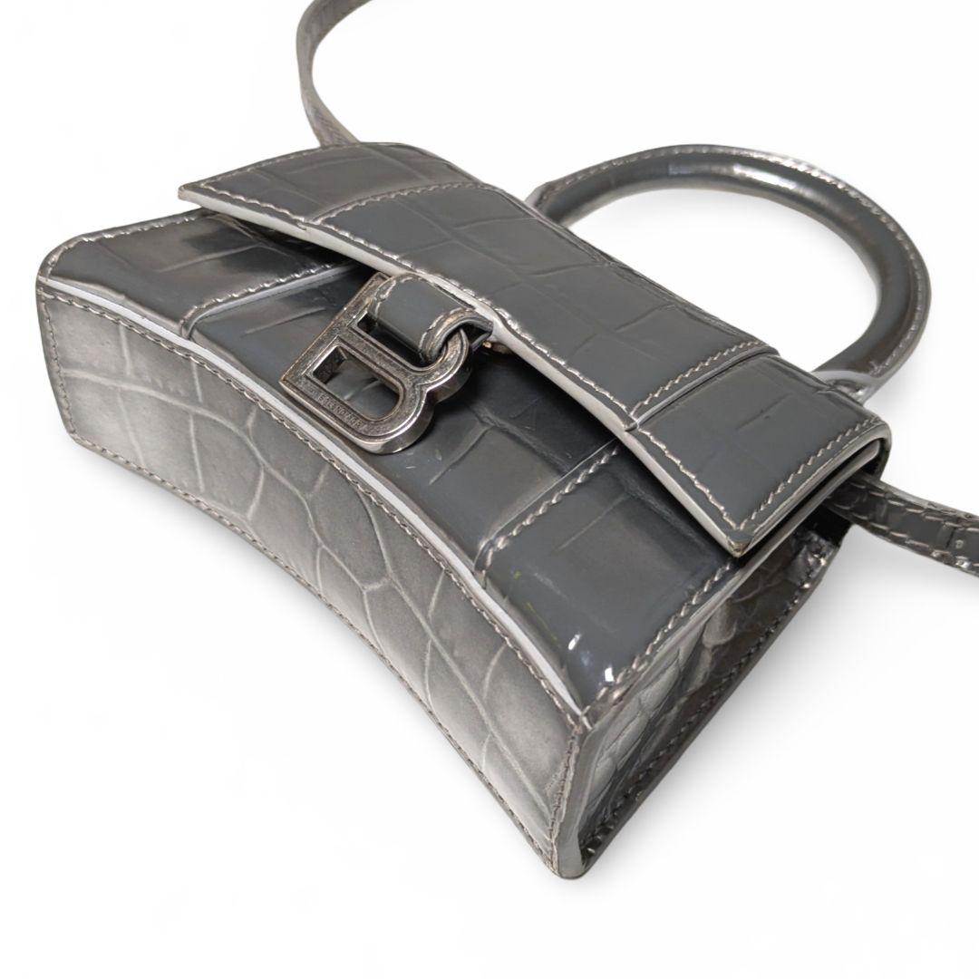 BALENCIAGA アワーグラス　ミニ　クロコ　ミニショルダーバッグ