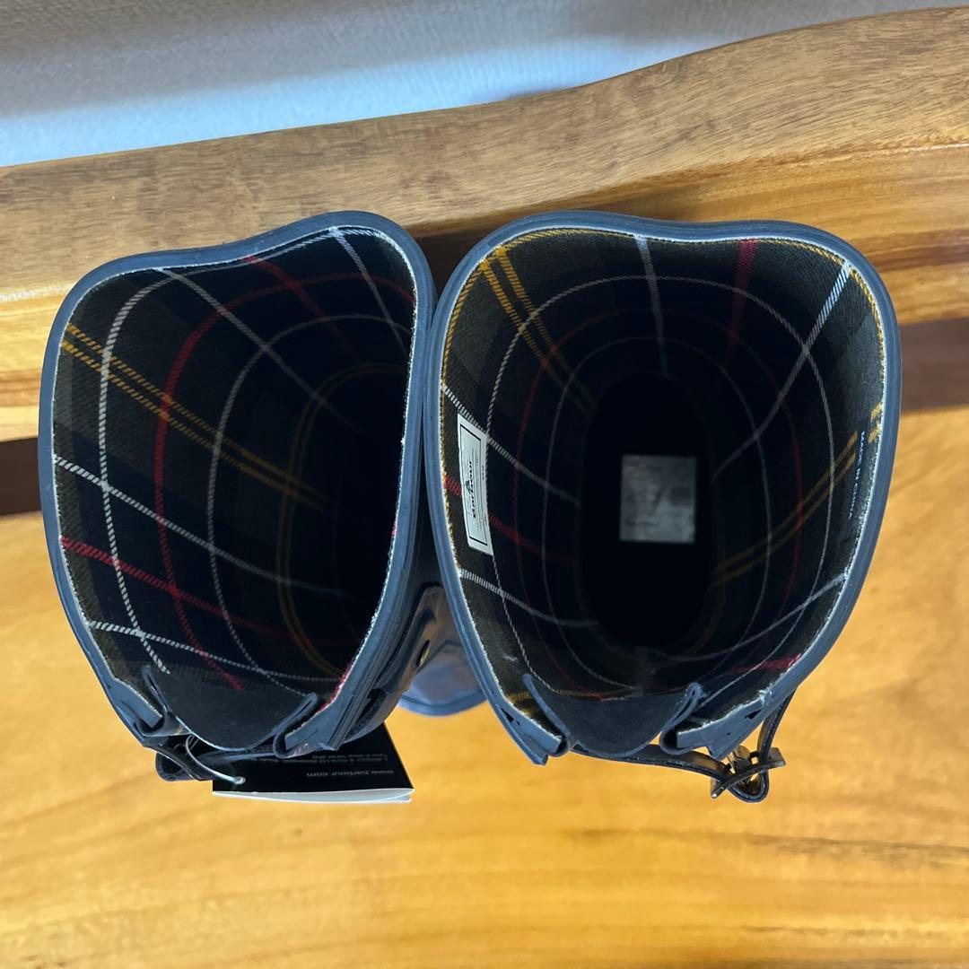 【290】レディースBarbourラバーブーツ ネイビーUS6.5