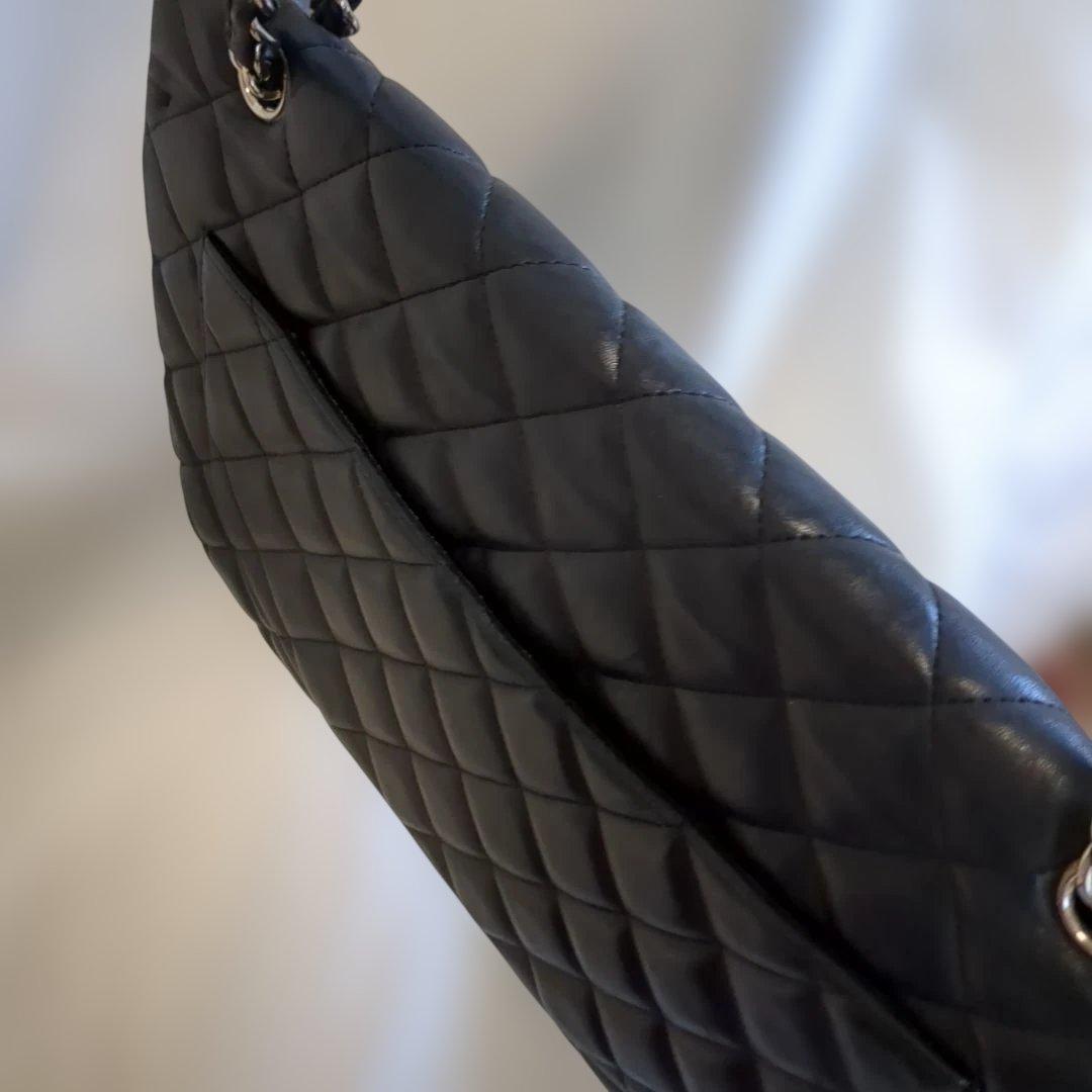 シャネル デカマトラッセ シングルフラップ ダブルチェーン ショルダーバッグ