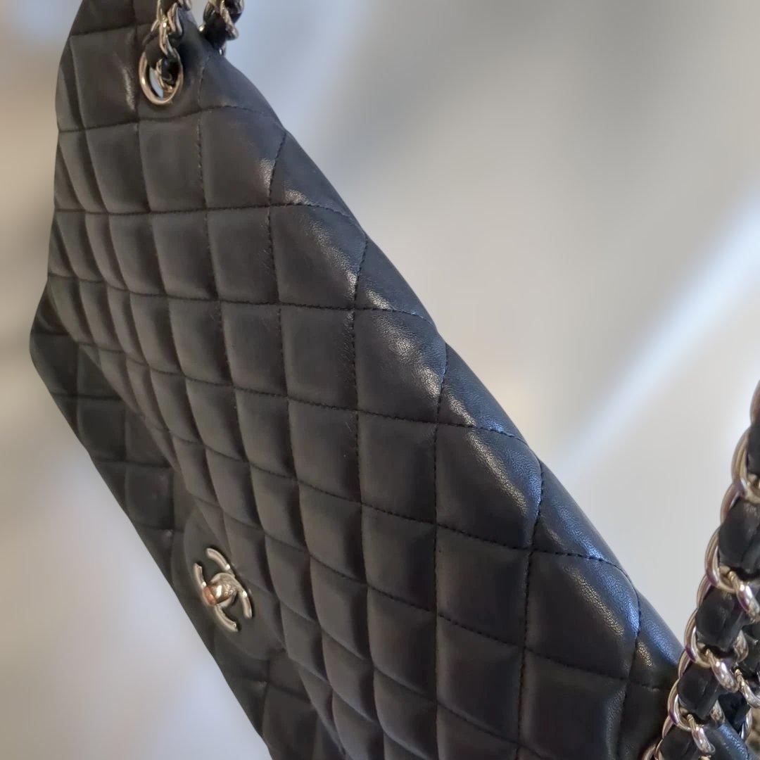 シャネル デカマトラッセ シングルフラップ ダブルチェーン ショルダーバッグ