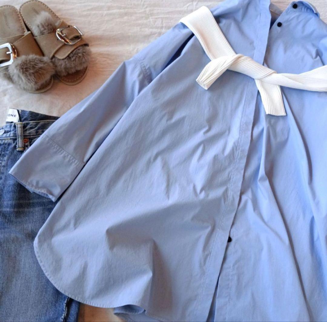 MACHATT ライトブルー オーバーサイズ シャツ