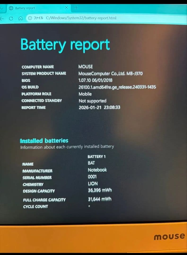 第8世代i7搭載 メモリ32GB SSD256GB mouse MB-J370