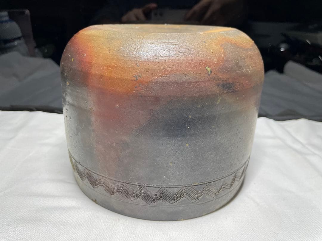 備前焼。缽。盆。茶道具。水指。平成時代。美品。