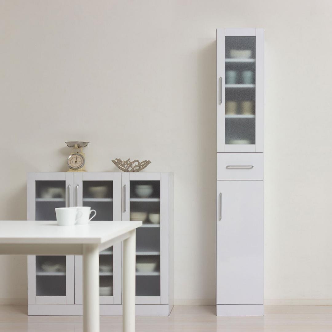 ヌーヴォー　食器棚　サイズ30-180　収納棚　鏡面メラミン仕様　背面化粧仕上げ