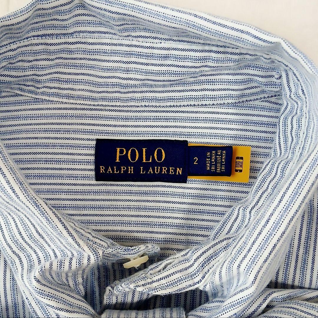 美品 ポロラルフローレン 現行 ボウタイブラウス シャツ ストライプ ポニー刺繍