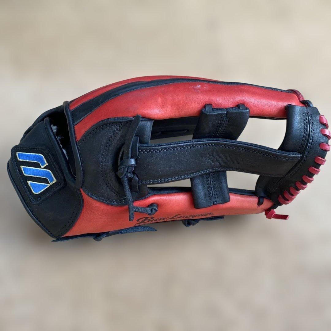 ミズノ　赤黒 軟式野球グローブ　外野用