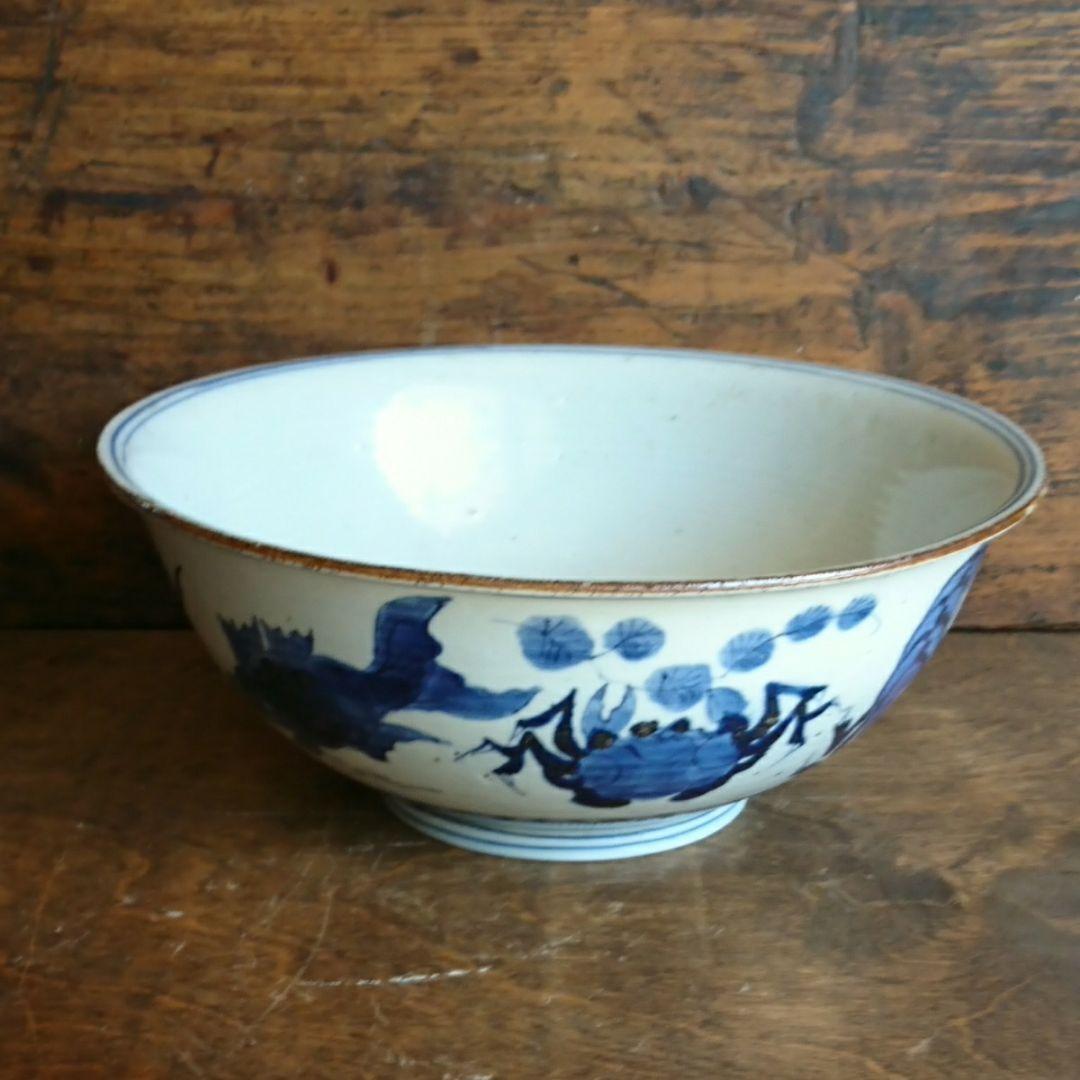 古伊万里 染付 海老蟹魚文大鉢