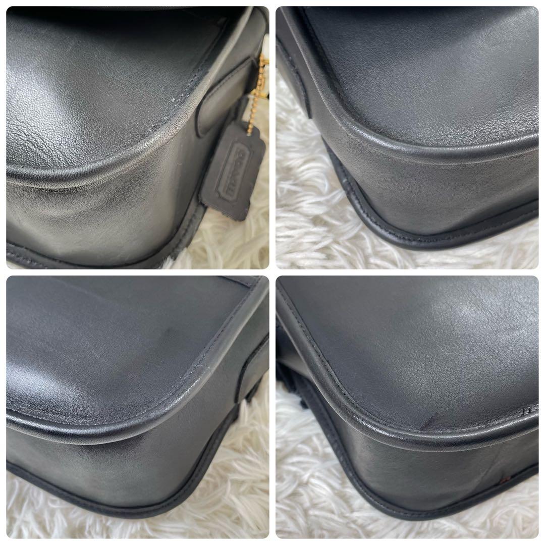 COACHオールドコーチ ブラックレザーショルダーバッグ ターンロックUSA製