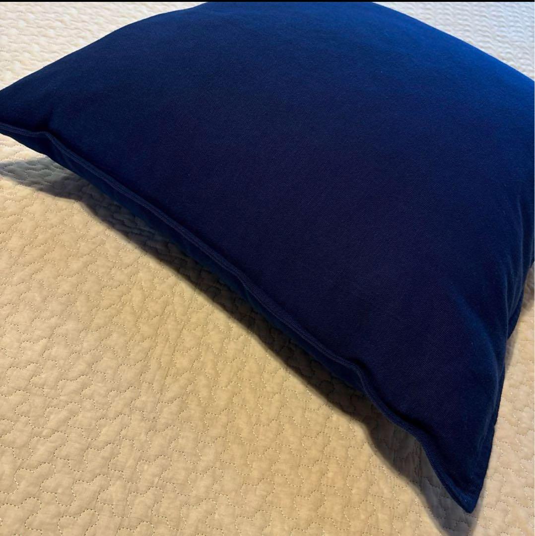 ②未使用 ラルフローレン スクリプト クッション カバー ネイビーイエロータグ付