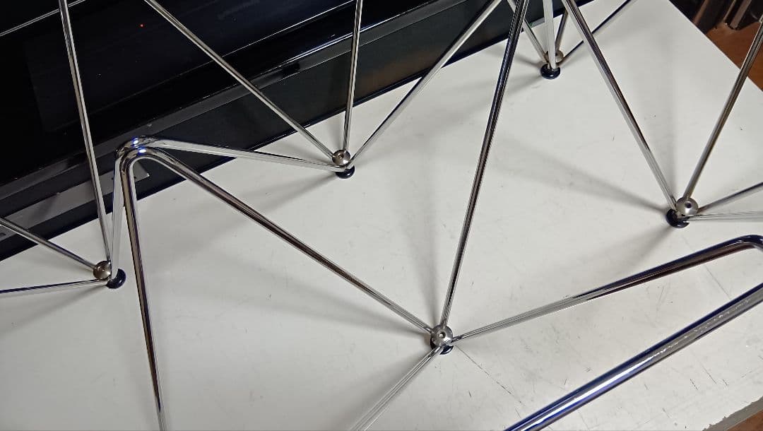 レア　1980's　スペースエイジ　メタル　タワーフレーム　ガラス　テーブル