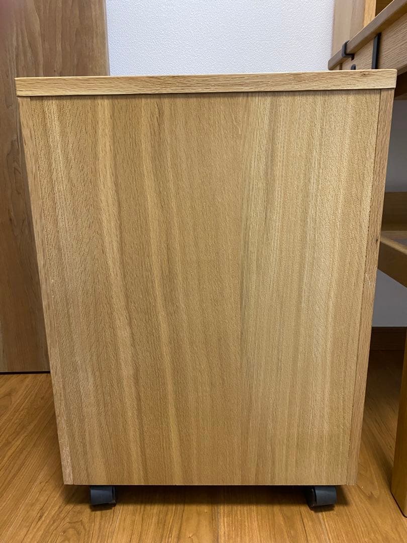 ☆ai☆【無印良品】オーク無垢材デスクキャビネット（ワイド引出2段)